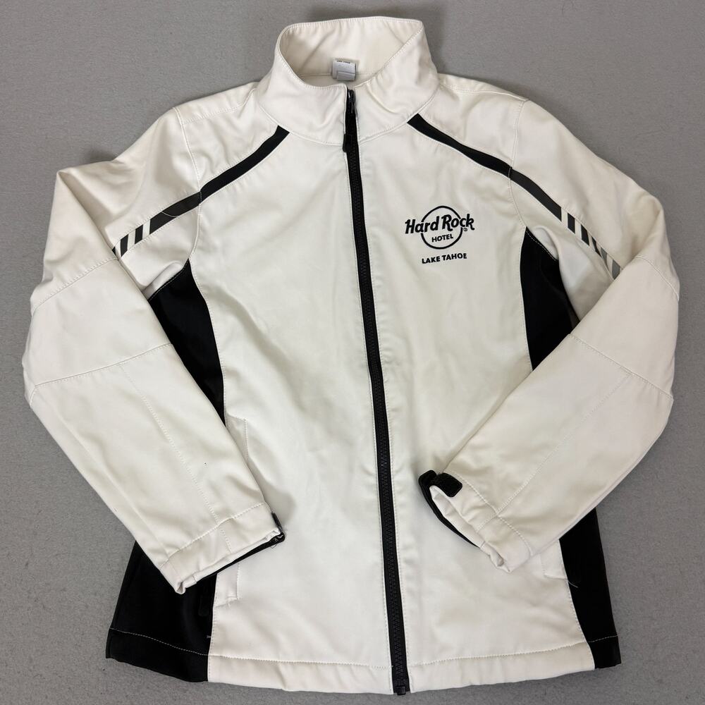 Hard Rock Hotel Lake Tahoe Womens M White Black Softshell Zip Jacket